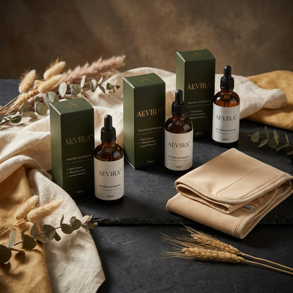 Kit Rituel Nocturne AEVIRA™ — Huile de Ricin + Wrap de Compression