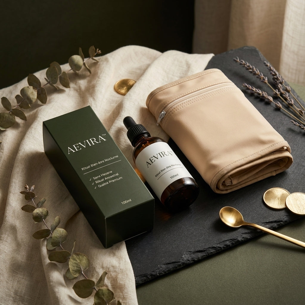 Kit Rituel Nocturne AEVIRA™ — Huile de Ricin + Wrap de Compression